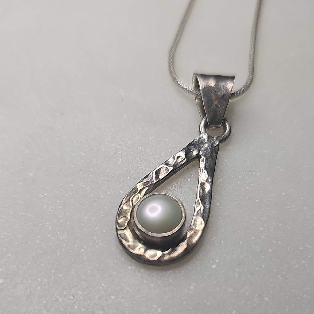 Luminous Rain-White Pearl Handcrafted Textured Taxco Silver By Alon Diller